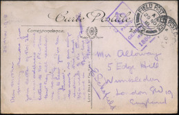 GROSSBRITANNIEN 1918 (29.11.) Feldpost-2K: FIELD POST OFFICE/A/117 + Viol. Zensur-Ra.6: PASSED/BY/CENSOR/No./1880 Klar G - WW1 (I Guerra Mundial)