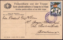 SCHWEIZ 1916 Soldatenmarke: "II/43 Füs. Komp. AUF GRENZWACHT". EF = Riese Mit Ausgerissener Tanne, Ziegenbock Und Selten - WO1