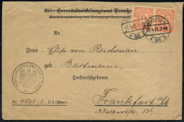 BERLIN SW/ *48g 1921 (7.4.) 1K-Brücke Auf Paar 50 Pf. Dienst + 1K-HdN: PENSIONSABTEILUNG (EHEM. HEER) , Dienst-Bf.: Heer - Guerre Mondiale (Première)