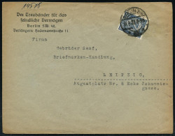 BERLIN SW/ *68* 1921 (31.5.) 1K-Brücke Auf EF 2 Mk. Dienst , Rs. Rote Siegel-Oblate: DER TREUHÄNDER FÜR DAS FEINDLICHE V - WO1