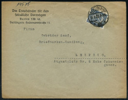 BERLIN SW/ *68* 1921 (31.5.) 1K-Brücke Auf EF 2 Mk. Dienst , Rs. Rote Siegel-Oblate: DER TREUHÄNDER FÜR DAS FEINDLICHE V - WW1