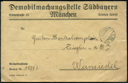 MÜNCHEN/ *33b 1920 (5.1.) 1K-Gitter Auf Markenlosem Dienst-Bf.: Demobilmachungsstelle Südbayern München (Reichsdienstsac - WW1 (I Guerra Mundial)