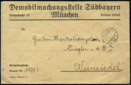 MÜNCHEN/ *33b 1920 (5.1.) 1K-Gitter Auf Markenlosem Dienst-Bf.: Demobilmachungsstelle Südbayern München (Reichsdienstsac - Guerre Mondiale (Première)