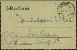 Glogau 1919 (24.3.) Aptierte 1K-Brücke: K. D. Feldpost/** + Viol. 2K-HdN: DEUTSCHE FELDPOST 987 (noch Mit Kaiseradler!)  - Other & Unclassified