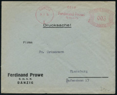 DANZIG/ 1/ Ferdinand Prove/ GmbH 1931 (24.1.) AFS Francotyp Bogenrechteck "FREIE STADT DANZIG" , Firmen-Bf. - FREIE STAD - Sonstige & Ohne Zuordnung