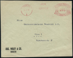 DANZIG/ 1/ AWOCO 1935 (22.2.) AFS Francotyp "Bogenrechteck": FREIE STADT DANZIG = Fa. AUG. WOLFF & CO , Rs. Abb. Firmena - Other & Unclassified