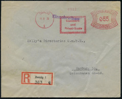 DANZIG/ 1/ Commerz-/ Und/ Privat-Bank 1935 (11.8.) AFS Francotyp "Bogenrechteck": FREIE STADT DANZIG 055 Pf. + RZ: Danzi - Other & Unclassified