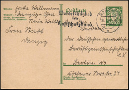 DANZIG 5/ *Werdet Mitglied/ Im/ Luftschutzbund 1936 (27.3.) MWSt. Klar Auf P 10 Pf. Wappen, Grün (Mi.P 42) Bedarf (Handb - Other & Unclassified