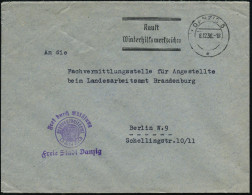 DANZIG 1936 (8.12.) Seltener MWSt.: DANZIG 5/*/Kauft/Winterhilfsmarken + Viol. HdN: FdA/Landesarbeitsamt/ DANZIG/ Freie  - Autres & Non Classés