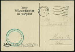 Saarbrücken  2 1935 (13.1.) MaWSt + 6 Wellen: SAARBRÜCKEN 2/Heute/ Volksabstimmung/ Im Saargebiet Rechts + Grüner 2K-HdN - Autres & Non Classés