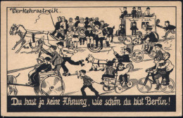 Berlin 1919 (Juli) Humorist. Künstler-Ak.: Verkehrsstreik.. Alexanderplatz = BVG-Streik 1.-14. Juli , Dabei Fahrrad-Riks - Sonstige & Ohne Zuordnung