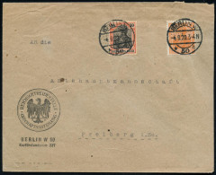 BERLIN W/ *50a 1920 (4.9.) 1K-Brücke Auf Germania 30 Pg. U. 10 Pf. , Dienst-Bf.: REICHSGETREIDESTELLE, GESCHÄFTSABTEILUN - Autres & Non Classés