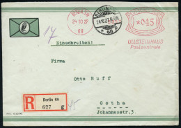 BERLIN SW/ 68/ ULLSTEIN/ Postzentrale 1927 (24.10.) AFS Francotyp 045 Pf. + RZ: Berlin 68/g , Dekorativer, Grüner Firmen - Other & Unclassified