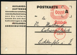 BERLIN SW 19/ R M Code 1928 (24.10.) AFS-Vorläufer "Bafra" Mit Vertikalachse 0008 Pf. Vierstellig Auf (halber) Reklame-K - Other & Unclassified