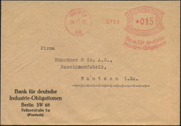 BERLIN SW/ 68/ Bank Für Deutsche/ Industrie-Obligationen 1931 (28.11.) AFS Francotyp , Klar Gest. Firmen-Bf. (Dü.E-1Am)  - Autres & Non Classés