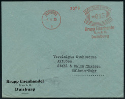 DUISBURG/ 1/ Krupp Eisenhandel/ GmbH 1930 (1.9.) AFS Francotyp Klar Auf Firmen-Bf., Die Fa. Krupp Erprobte Geheim  In De - Autres & Non Classés