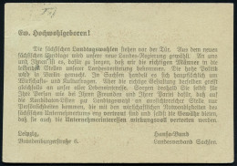 LEIPZIG/ *2h 1920 (11.10.) 1K-Brücke Auf Vordr.-Kt.: Hansa-Schutzbund Für Deutsche Unternehmer-Interessen Zur Landtagswa - Other & Unclassified