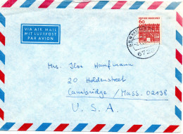 69758 - Bund - 1965 - 60Pfg Kl.Bauten EF A LpBf GERMERSHEIM -> Cambridge, MA (USA) - Storia Postale