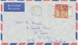 GB 30.12.1976, Christmas 13 P As Single Postage On Air Mail Cover From“DERBY“ To „ST. IVES, New South Wales, Australia“ - Storia Postale