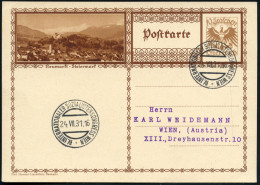 ÖSTERREICH 1931 (24.7.) Seltener SSt.: IV. INTERNATIONALER SOZIALISTENKONGRESS WIEN , Klar Gest. Orts-Karte - WEIMARER R - Other & Unclassified