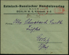 BERLIN W/ *8I 1921 (9.9.) PFS "Ziermuster" 15 Pf. Auf Firmen-Bf.: Estnisch-Russischer Handelsverlag GmbH.. Estland War A - Other & Unclassified
