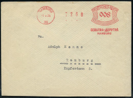 HAMBURG/ 1/ DERUTRA.. 1929 (7.3.) Deutsch-kyrillischer AFS Francotyp = Deutsch-Russische Lager U.Transport-GmbH (Abs.-Vo - Other & Unclassified