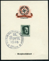Wien/ Ein Volk-Ein Reich-Ein Führer 1938 (10.4.) Schw.viol. SSt Auf 6 Pf. Hitler = Hitlers Besuch In Wien Nach Der Annex - Autres
