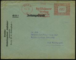 BERLIN W/ 30/ Kyffhäuser-/ Verlag 1935 (19.6.) AFS Francotyp Klar Auf Vordruck-Bf.: Deutscher Reichskriegerbund "Kyffhäu - Sonstige & Ohne Zuordnung