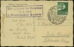 BRESLAU/ F/ Deutsches Turn- U.Sportfest 1938 (31.7.) SSt Vom Finaltag Auf EF 6 Pf. "Turn-u.Sportfest Breslau" (Mi.666 EF - Sonstige & Ohne Zuordnung