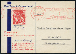 STUTTGART 3/ * 1933 (29.8.) PFS 3 Pf. A.Reklame-Kt: Der Orient Im Schwarzwald! Deutsche!.. Kauft Dt.Qualitäts-Erzeugniss - Other & Unclassified