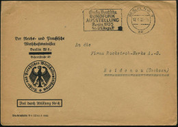BERLIN NW7/ Mm/ Gr.Deutsche/ RUNDFUNK/ AUSSTELLUNG 1935 (17.8.) MWSt Auf Geschwärztem Dienst-Bf.: Reichs- U. Preuß. Wirt - Other & Unclassified