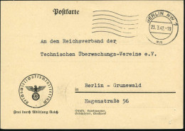 BERLIN NW 7/ Mm 1942 (23.3.) MaWellenSt Auf Dienst-Kt.: Reichswirtschaftsministerium/FdAR (Minister War 1942 Walter Funk - Sonstige & Ohne Zuordnung
