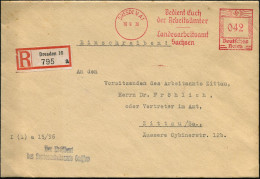 DRESDEN A1/ Bedient Euch/ Die Arbeitsämter/ Landesarbeitsamt/ Sachsen 1936 (10.9.) AFS Francotyp 042 Pf. + RZ: Dresden 1 - Andere & Zonder Classificatie