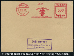 MÜNCHEN/ 35/ Reichsnährstand/ Blut U.Boden/ Landesbauernschaft Bayern 1935 (27.3.) AFS-Musterabdruck Francotyp "Hakenkre - Andere & Zonder Classificatie