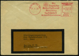 BERLIN SW 68/ Die/ Deutsche/ Arbeitsfront/ Abteilung/ Luftfahrt/ Reichsluftfahrtministerium 1938 (21.1.) Seltener AFS Fr - Other & Unclassified