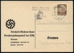 Bremen 1939 (12.8.) Vordruck-Kt.: Reinhold-Wuchow-Haus, Berufserziehungswerk Des DAF,, Mit Hakenkreuz-Logo (der Deutsche - Autres & Non Classés
