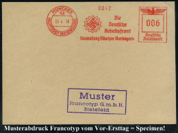 MÜNCHEN/ 43/ HDB/ Die/ Deutsche/ Arbeitsfront/ Gauwaltung München-Oberbayern 1938 (23.4.) AFS-Musterabdruck Francotyp "R - Andere & Zonder Classificatie