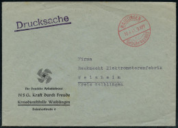 WAIBLINGEN/ 3 Rpf/ Gebühr Bezahlt 1943 (30.12.) 1K-Brücken-PFS Mit Wertangabe Klar Auf Dekorativem Dienst-Bf.: Die Deuts - Other & Unclassified