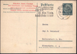 BERLIN N4/ Al/ WHW/ Ein Volk/ Hilft Sich Selbst 1938 (15.3.) MWSt (= WHW-Logo) + Roter Abs.-4L: Kirche Jesu Christi/ Der - Altri & Non Classificati