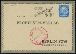 HILDESHEIM/ Gebt/ Zur Winterhilfe!/ Helft! 1933 (20.12.) MWSt Auf Firmen-Antwort-Kt., Roter 2K-AS.: ULLSTEIN/ POST-ZENTR - Other & Unclassified