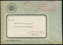 KÖLN 4/ Hansestadt Köln/ Ein Volk Hilft Sich Selbst/ Opfert/ Für Das W.H.W. 1942 (23.1.) AFS Francotyp Auf Kommunal-Bf.: - Autres & Non Classés