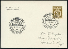 KÖNIGSBERG (PR)/ 5.REICHSSTRASSENSAMMLUNG/ ..FÜR DAS KWHW 1943 (7.2.) SSt (= Reichsehrenmal Tannenberg, Hindenburg-Mauso - Autres & Non Classés