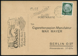 M.GLADBACH/ *1o/ Gebt/ Zur Winterhilfe!/ Helft! 1934 (29.3.) MWSt Auf Zigarettenpapier-Reklame-Kt. (Bo.S 144 A) - WINTER - Andere & Zonder Classificatie