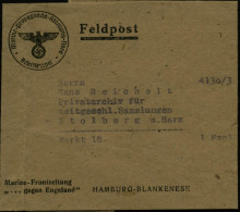 Hamburg-Blankenese 1941 (ca.) Feldpost-Zeitungs-Sb: Marine-Propaganda-Abt. Nord, Marine-Frontzeitung "..gegen Engelland" - Other & Unclassified