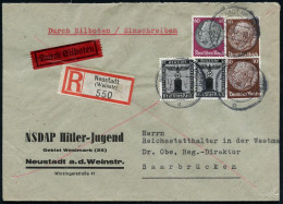 NEUSTADT (WEINSTR)/ D 1941 (11.2.) 2K-Steg Auf MiF 2x 10 Pf. U. 60 Pf. Hindenbg. + Parteidienst 2x 1 Pf. = 82 Pf. + RZ:  - Sonstige & Ohne Zuordnung