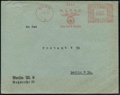 BERLIN W/ 9/ N.S.D.A.P./ Gau Groß-Berlin 1934 (7.12.) AFS Francotyp (Hakenkreuz-Adler) Klar Gest. Orts-Bf. (Dü.E-2CEh) - - Autres & Non Classés