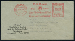 STRASSBURG (ELS) 1/ N.S.D.A.P./ Gau Baden/ Amt Für Volkswohlfahrt/ Gemeinnutz Vor Eigennutz 1943 (26.8.) Sehr Seltener A - Autres & Non Classés