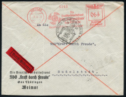 WEIMAR/ Die/ Deutsche Arbeitsfront/ NSG "Kraft Durch Freude"/ Gau Thüringen.. 1938 (7.11.) AFS Francotyp 064 Pf. = KdF-L - Autres & Non Classés