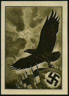 DEUTSCHES REICH 1935 (17.10.) Schmuckblatt-Telegramm: Reichsparteitag 1933 = NS-Adler über Flaggen (rs. Garnisonskirche, - Other & Unclassified