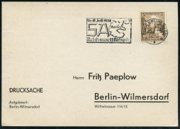 OLDENBURG (OLDB)/ **a/ ..S A/ Reichswettkämpfe 1938 (14.7.) Seltener MWSt (Landkarte Mit Berlin) Klar Gest. Inl.-Karte ( - Autres & Non Classés